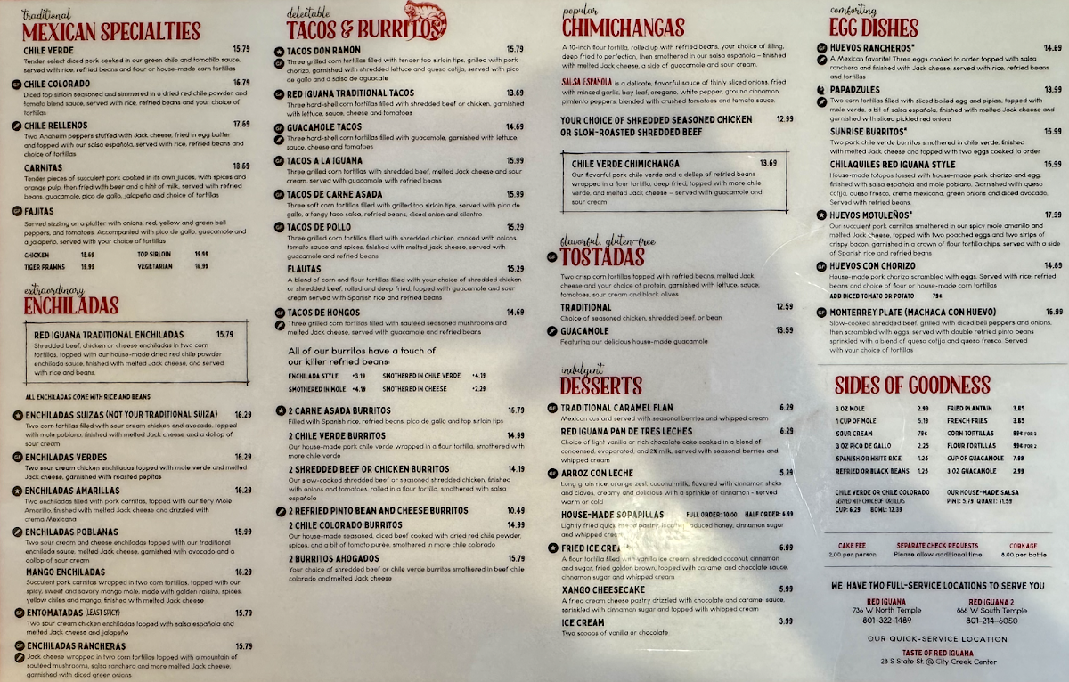 Red Iguana Menu - Image 1